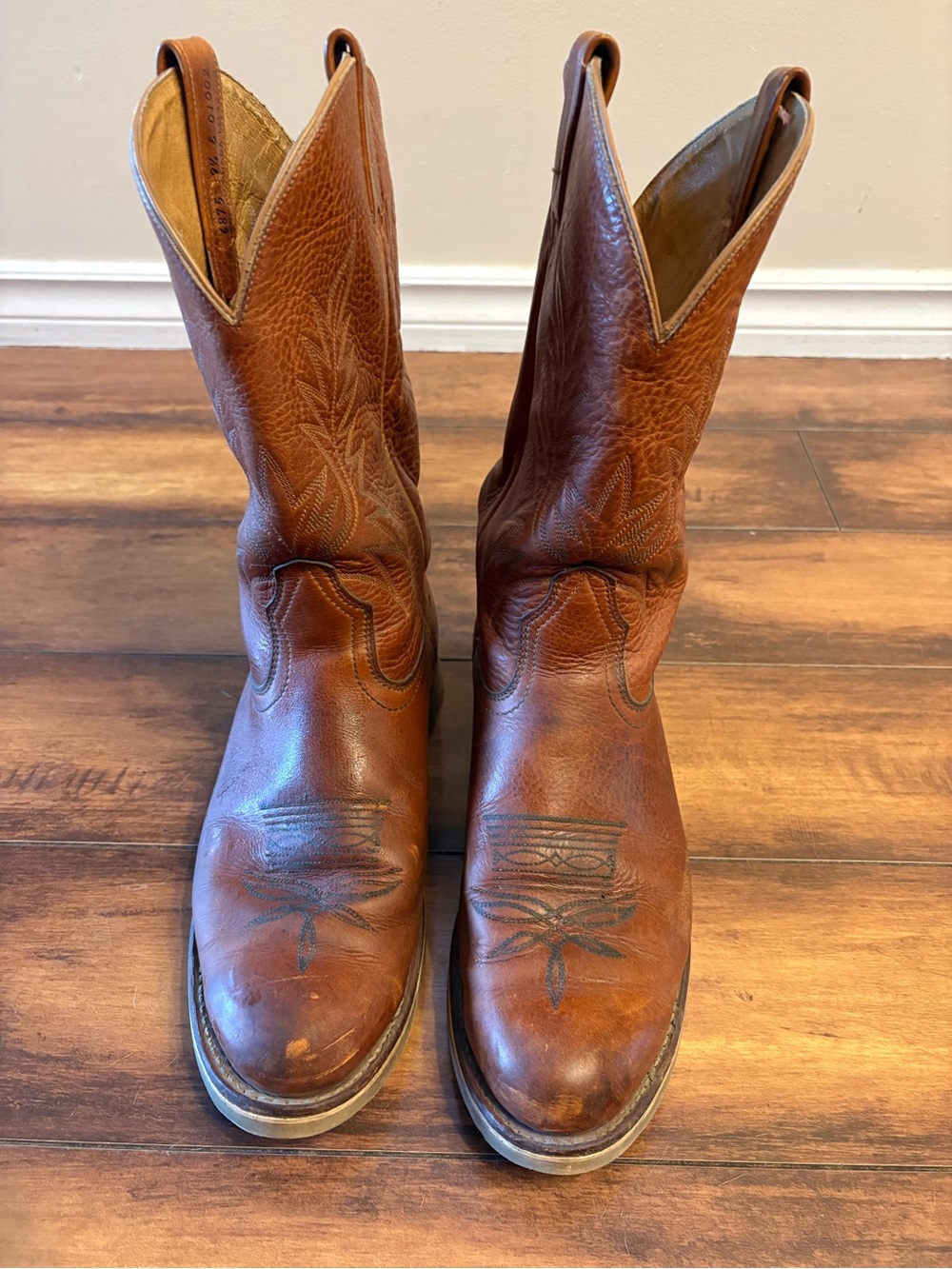 Men's Leather Brown Western Cowboy Boots - Classic Pull-On Style